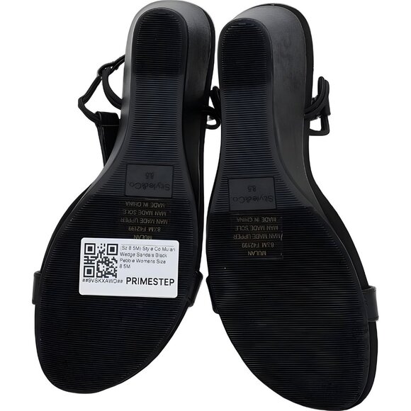 Style & Co Mulan Black Pebble Wedge T-Strap Sandals Women's US 8.5M - Picture 6 of 6
